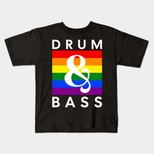 DRUM & BASS  - Rainbow Flag (dark shirt) Kids T-Shirt